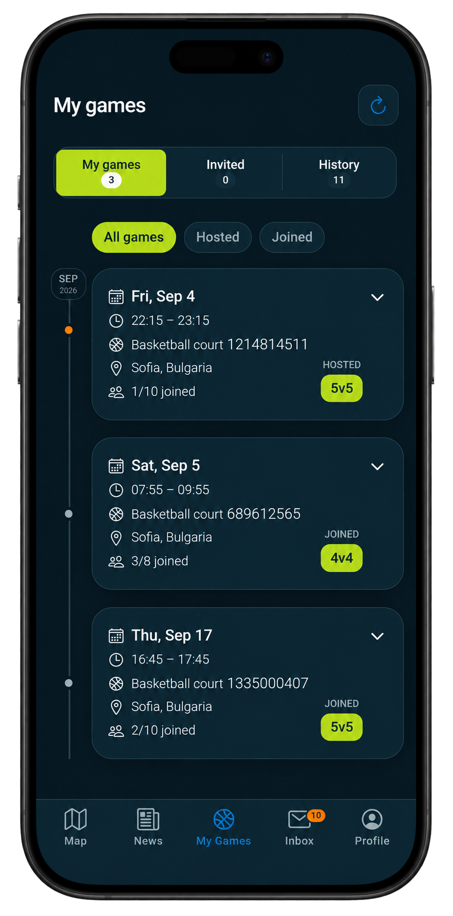 Find Game AT hosted games schedule